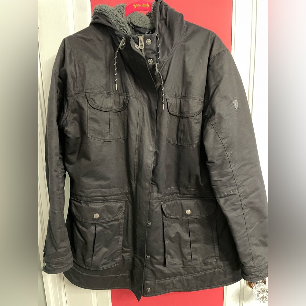 KUHL XL CINCH WAIST BLACK FLEECE LINED JACKET